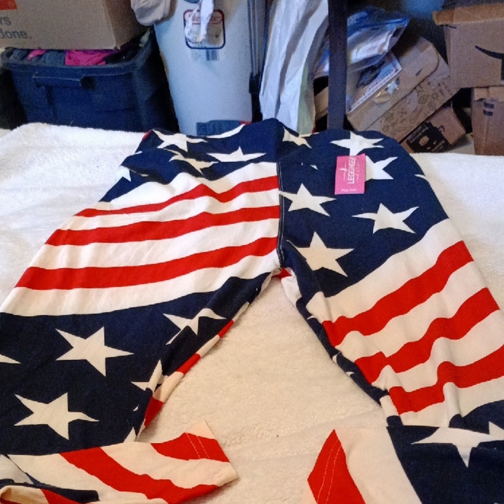 New Women American Flag Leggings Size Plus One Size  Fit Most